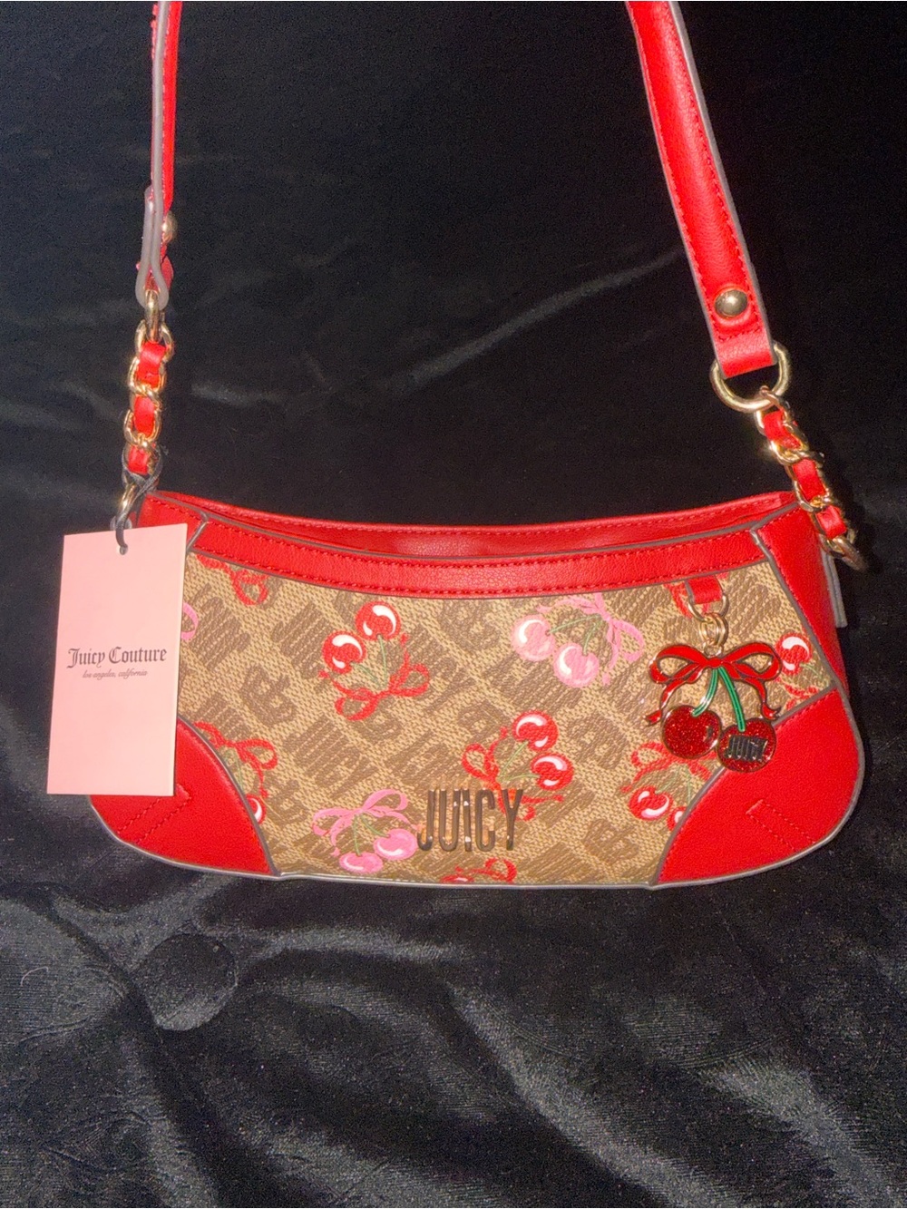 Juicy Couture Red Cherry Monogram Shoulder Bag